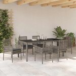 vidaXL Ensemble de salle à manger pour jardin 7 Pièces Gris Poly rotin