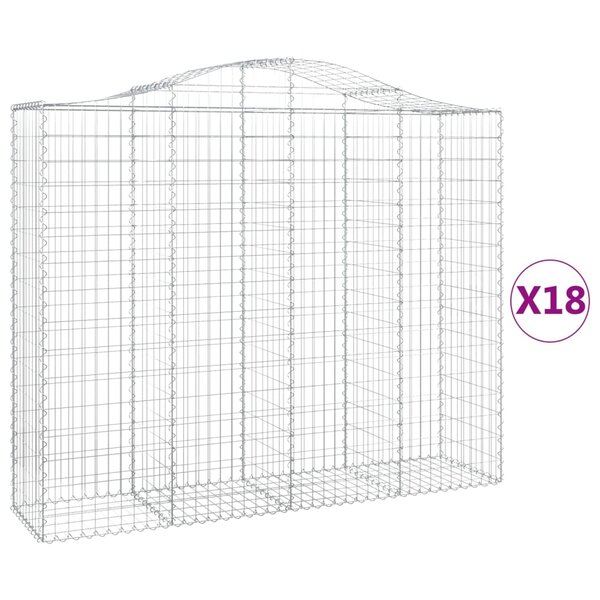 vidaXL Paniers à gabions arqués 18 Pièces 200x50x160/180 cm Fer galvanisé