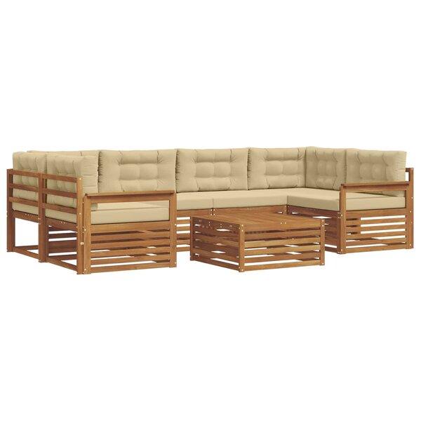 vidaXL Ensemble de canapés d'extérieur 7 pc Naturel et Beige