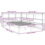 vidaXL Lit bibliothèque sans matelas blanc 120x200 cm bois pin massif