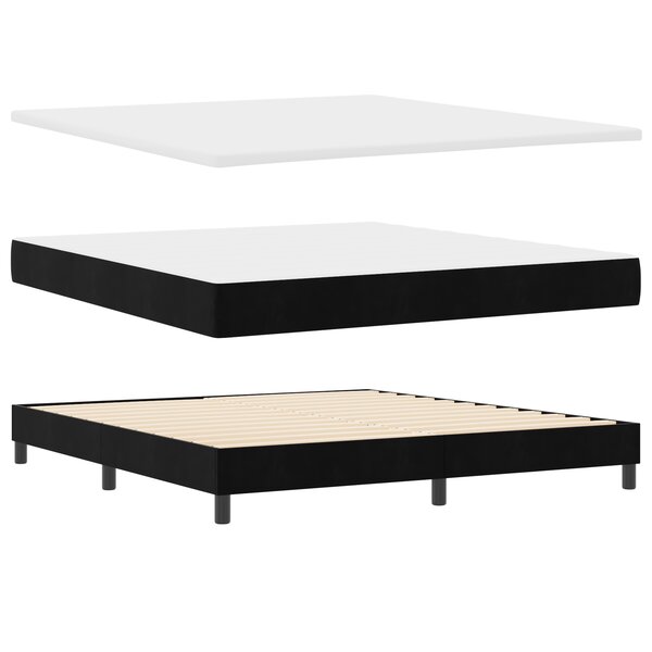 Lit Box Spring vidaXL avec Matelas Noir 180x200 cm Velours