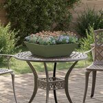 vidaXL Jardinière en bol olive verte   50x50x15 cm en acier.