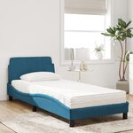 vidaXL Lit avec matelas Dover bleu 90x200 cm velours