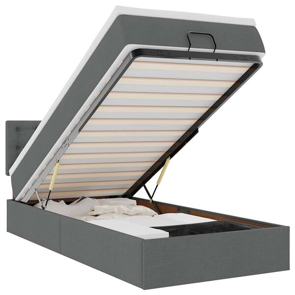 vidaXL Lit ottoman avec matelas et LED Gris foncé 80x200cm tissu