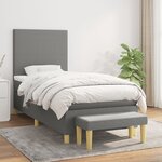 vidaXL Sommier à lattes de lit avec matelas Gris foncé 90x200 cm Tissu