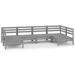 vidaXL Salon de jardin 6 Pièces Gris Bois de pin massif