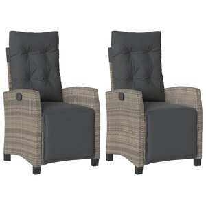 vidaXL Chaises inclinables de jardin lot de 2 et repose-pied rotin