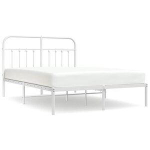 vidaXL Cadre de lit métal sans matelas et tête de lit blanc 135x190 cm