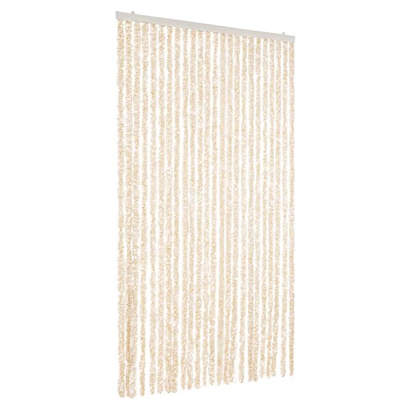 vidaXL Rideau anti-mouches beige et blanc 100x230 cm chenille