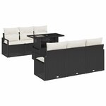 vidaXL Ensemble de canapé de jardin 7 Pièces Noir Poly rotin