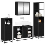vidaXL Ensemble de mobilier de salle de bain 4 Pièces Chêne noir