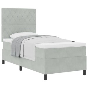 vidaXL Lit à ressorts avec matelas Gris clair 100 x 200 cm tissu