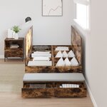 vidaXL Cadre de lit avec rangement Chêne fumé 90x190 cm