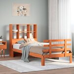 vidaXL Lit bibliothèque sans matelas cire marron 90x190 cm pin massif