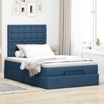 vidaXL Cadre de lit ottoman avec matelas bleu 120x200 cm tissu