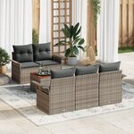 vidaXL Ensemble de canapé de jardin 6 pièces avec coussins gris en poly rotin en acacia