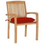 vidaXL Chaises de jardin empilables avec coussins lot de 8 Teck solide