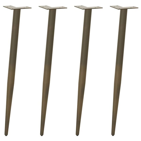 vidaXL Pieds de table console forme conique 4 pièces acier naturel 72-73 cm