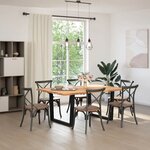 vidaXL Table à manger avec bord naturel 180x100x74cm bois massif chêne