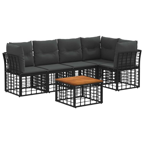 vidaXL Ensemble de canapés d'extérieur 6 Pièces Noir et Gris foncé