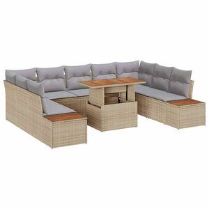 vidaXL Ensemble de salle à manger pour jardin 10 Pièces Beige et gris
