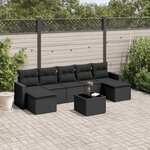 vidaXL Salon de jardin 8 Pièces avec coussins noir résine tressée