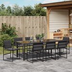 vidaXL Ensemble de Salle à Manger de Jardin en 9 Pièces avec Coussins Noir Textilène et Acier