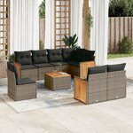 vidaXL Salon de jardin 9 Pièces avec coussins gris résine tressée