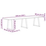 vidaXL Table à manger avec bord naturel 320x80x74 cm bois massif chêne