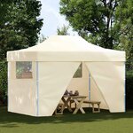 vidaXL Tente de réception pliable avec 4 parois 3x4 m Acier Crème