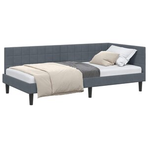 vidaXL Cadre de lit d'angle Gris foncé 90 x 200 cm Velours