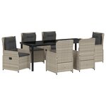 vidaXL Ensemble de salle à manger de jardin 7 pièces en gris clair poly rotin