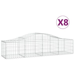 vidaXL Paniers à gabions arqués 8 Pièces 200x50x40/60 cm fer galvanisé