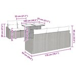 vidaXL Canapé de jardin 7 pièces avec coussins noirs en poly rotin