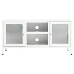 vidaXL Meuble TV Blanc 105x35x52 cm Acier et verre