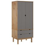 vidaXL Garde-robe OTTA Marron et gris 76 5x53x172 cm Bois massif pin