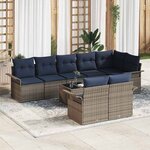 vidaXL Ensemble de canapé de jardin avec stockage 9 Pièces Gris polyrotin