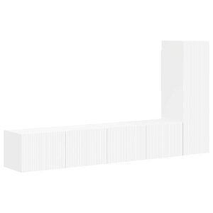 vidaXL Ensemble meuble TV Montage mural 3 Pièces Blanc Bois d'ingénierie