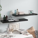 vidaXL Étagère murale flottante 2 Pièces Noir brillant 80x23 5x3 8 cm MDF