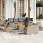 vidaXL Salon de jardin avec coussins 9Pièces mélange beige résine tressée