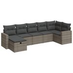 vidaXL Salon de jardin avec coussins 7 Pièces gris résine tressée