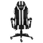 Chaise fauteuil siège pivotante de bureau informatique étude de jeux vidéo et similicuir blanc 02_0024226