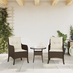 vidaXL Chaises de jardin avec coussins lot de 2 marron résine tressée