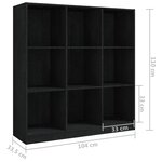 vidaXL Bibliothèque/Séparateur de pièce Noir 104x33 5x110cm Pin massif