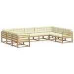 vidaXL Ensemble de canapés d'extérieur 9 Pièces Blanc et crème