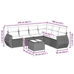 vidaXL Salon de jardin avec coussins 7 Pièces gris clair résine tressée