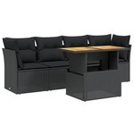 vidaXL Salon de jardin 5 Pièces avec coussins noir résine tressée