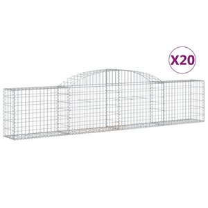 vidaXL Paniers à gabions arqués 20 Pièces 300x30x60/80 cm Fer galvanisé