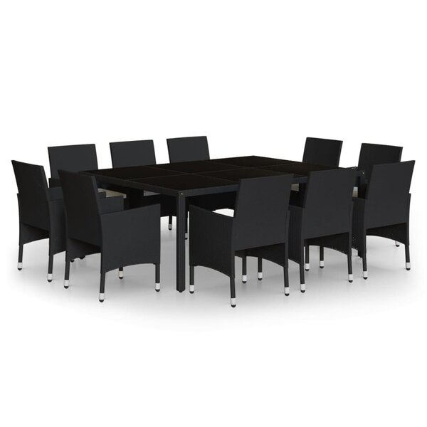 vidaXL Ensemble à dîner de jardin 11 Pièces Résine tressée Noir
