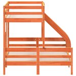 vidaXL Lit superposé 80x200/140x200 cm cire marron bois de pin massif